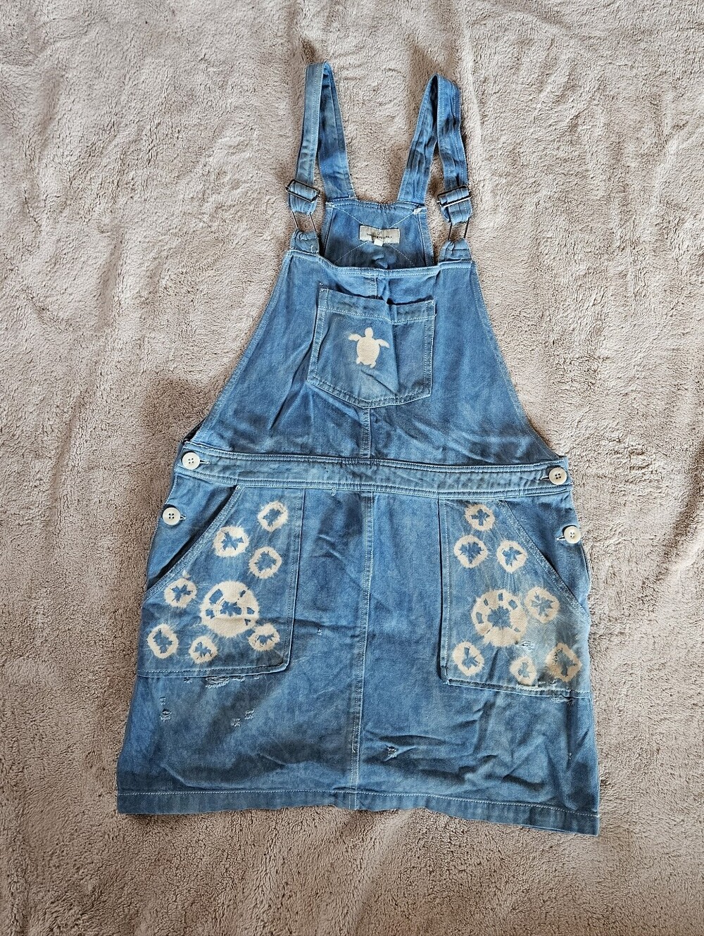 Indigo Dyed Denim Overall Dress with Turtle Pocket